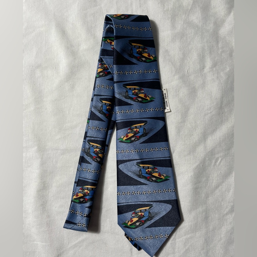 NWT Vintage 90s Disney Unlimited Mickey Mouse Go Kart Tie mens